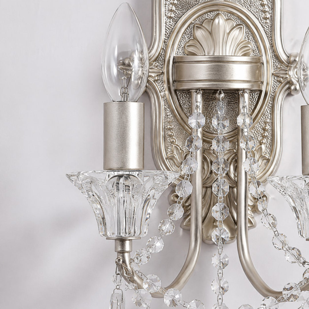 Double Crystal Candle Wall Sconce