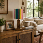 Load image into Gallery viewer, Colorful printed fabric table lamp in a styled interior