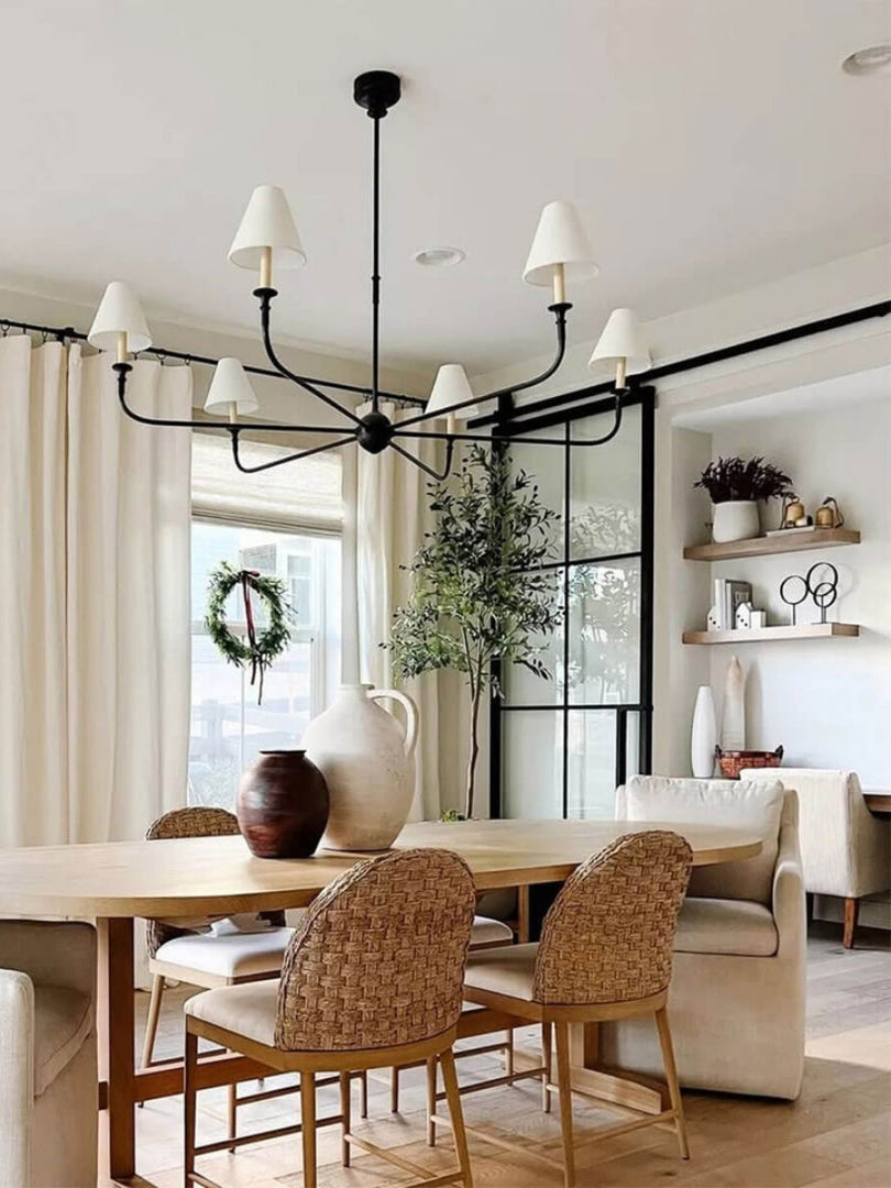 Sleek Chandelier Featuring Layered Linear Silhouette