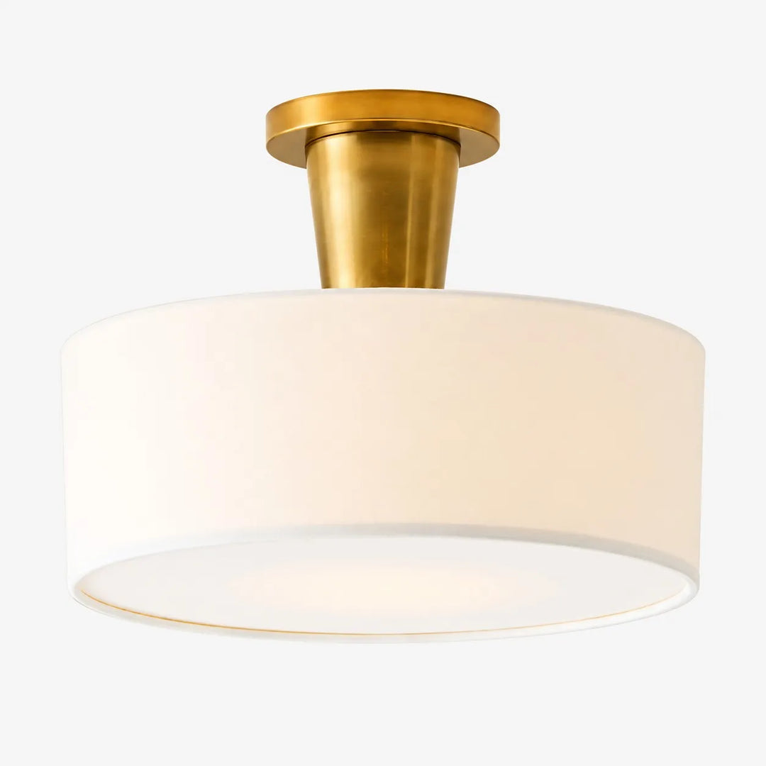 Modern Brass Fabric Flush Mount Ceiling Light