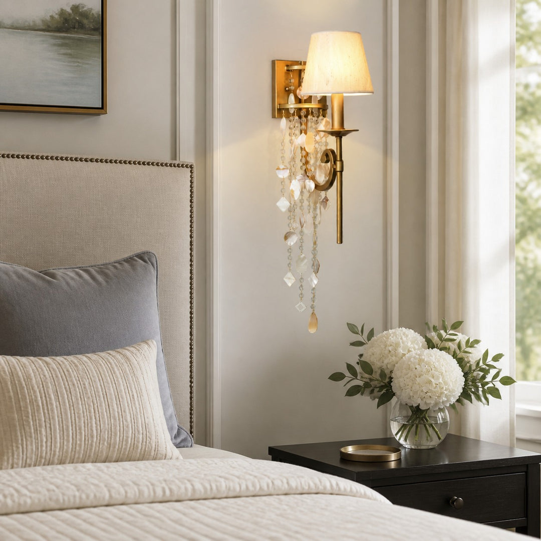 Crystal and Shell Tassel Wall Sconce