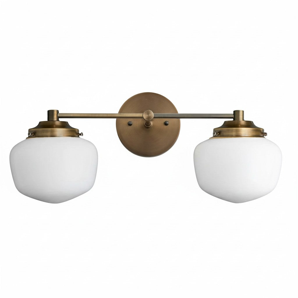 Opalume Glass Art Deco Vanity Light - Bathroom Wall Sconce with White Glass Shades