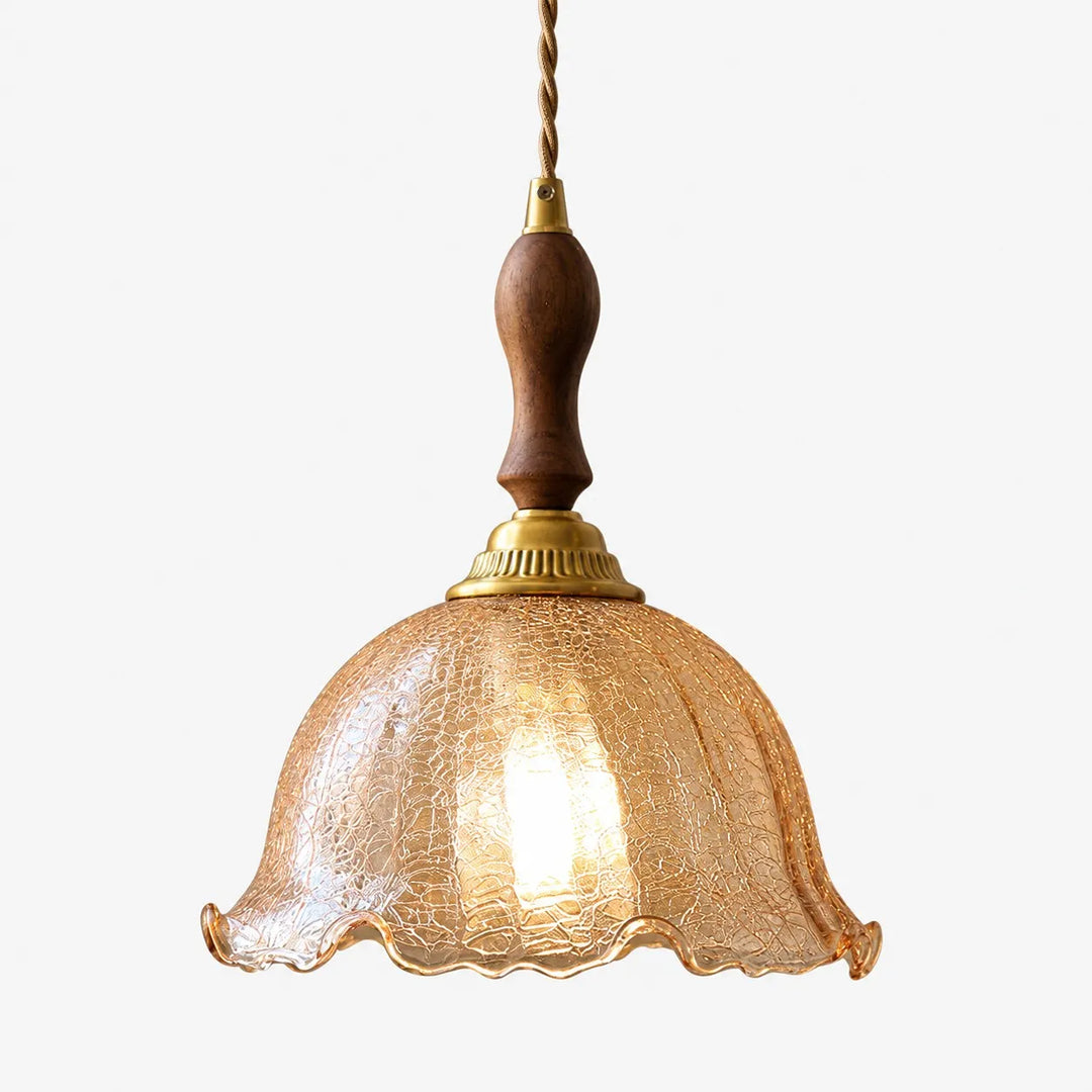Crackle Glass Brass Pendant Light