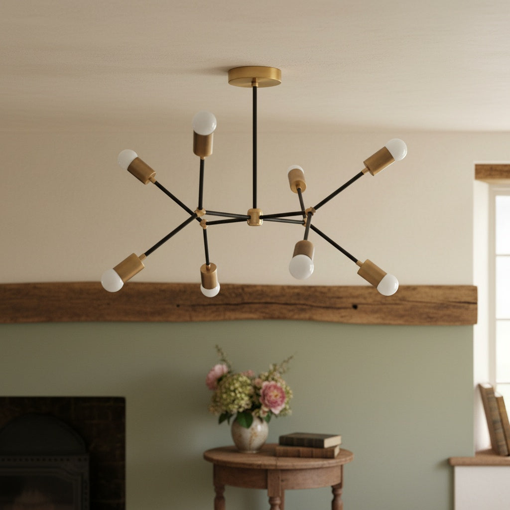 Mobilux Line Mobilux Line Modern Geometric Chandelier - Brass Ceiling Light Fixture