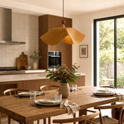 Lampe suspendue sculpturale en tissu tissé