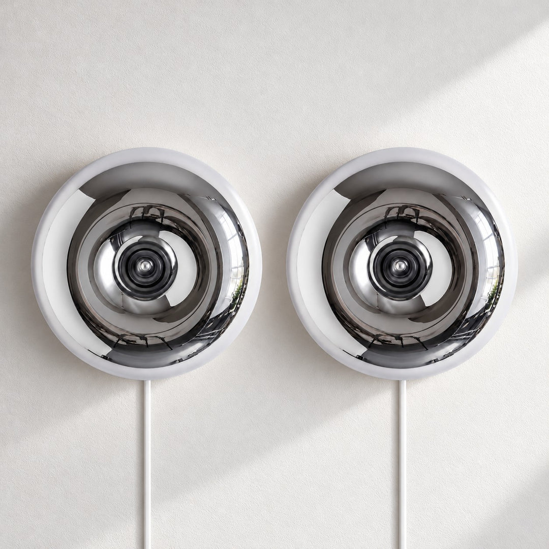 Round Disc Centre Button Blown Glass Wall Light