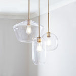 Load image into Gallery viewer, Merin Mixed Sculpture Glass and Metal Triple Chandelier
