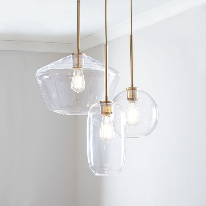 Merin Mixed Sculpture Glass and Metal Triple Chandelier