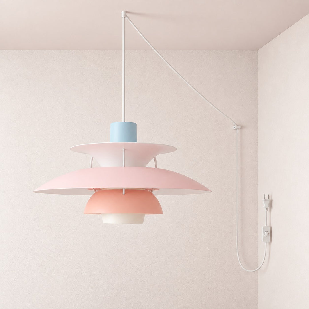 Modern Multilayer Colorful Plug‑in Swag Pendant Light - Metal Hanging Lamp