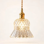 Load image into Gallery viewer, Vintage Brass Pineapple Glass Pendant Lamp