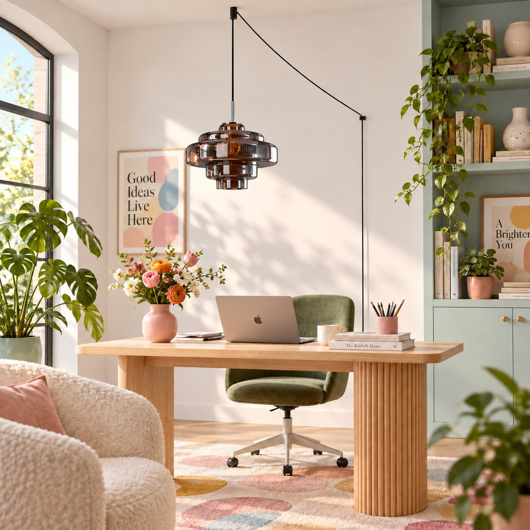 Koloro Millie Plug-In Glass Pendant Light - Retro Colorful Pendant for Modern Interiors