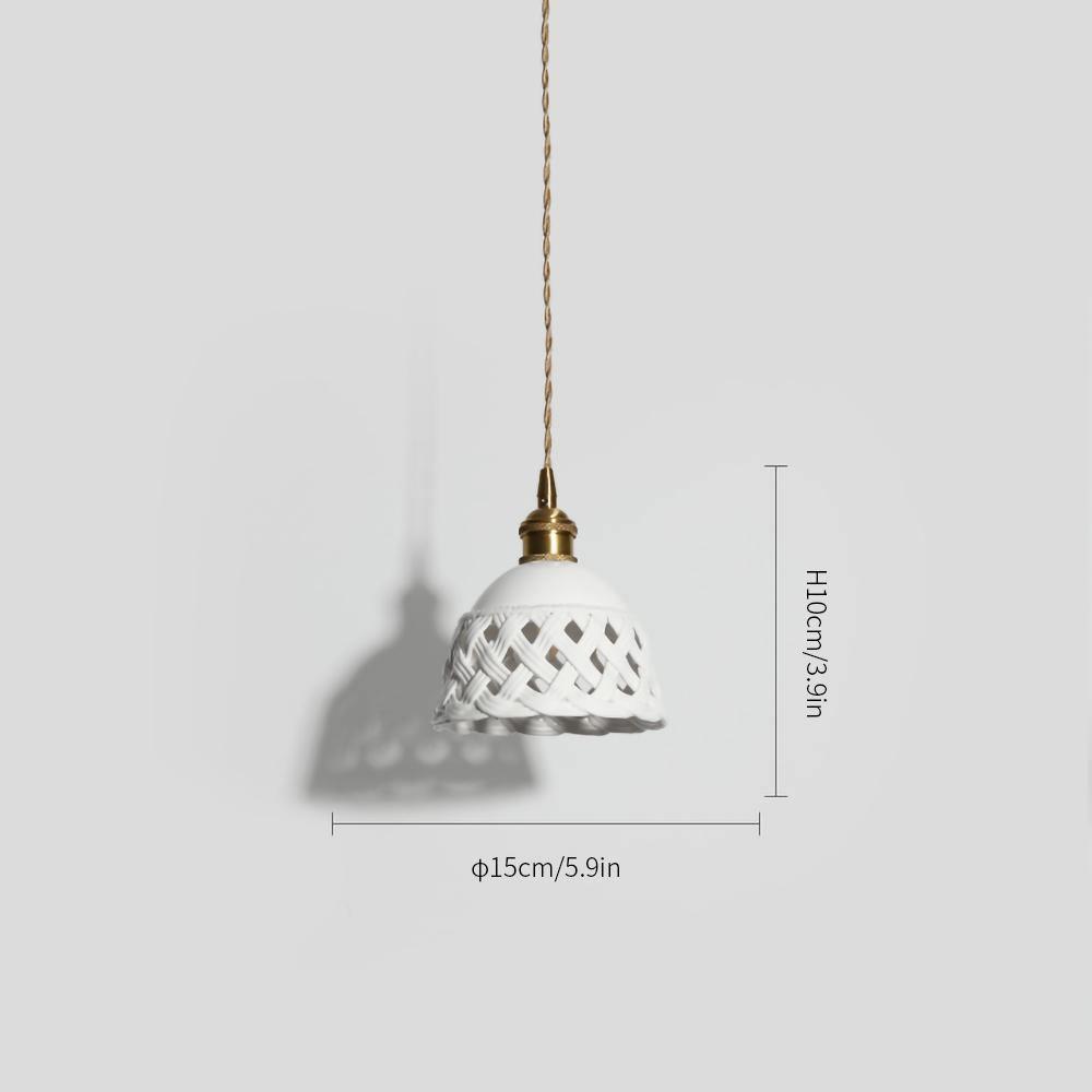 Woven Ceramic Brass Swag Pendant Light