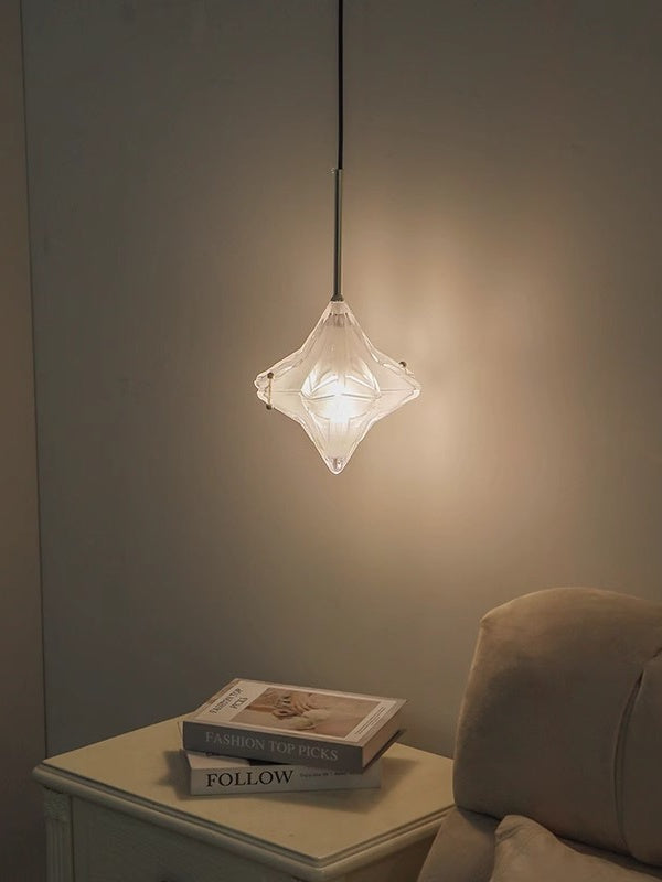 Lámpara colgante Art Déco Star de cristal esmerilado con estilo geométrico - Astris Elara 