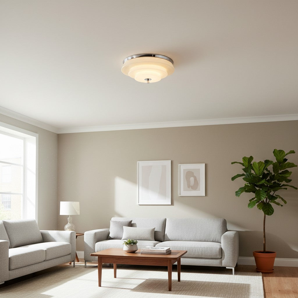 Mallew Flush Mount Ceiling Light – Layered Wave Silhouette Vintage Style Lamp for Indoor Use