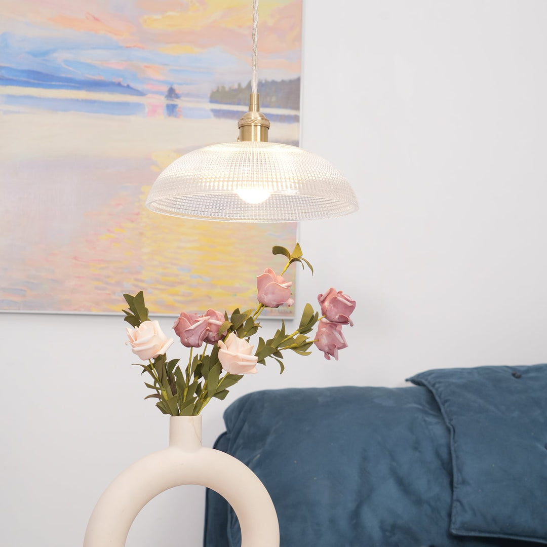 Polished Brass Domed Glass Plug-In Pendant