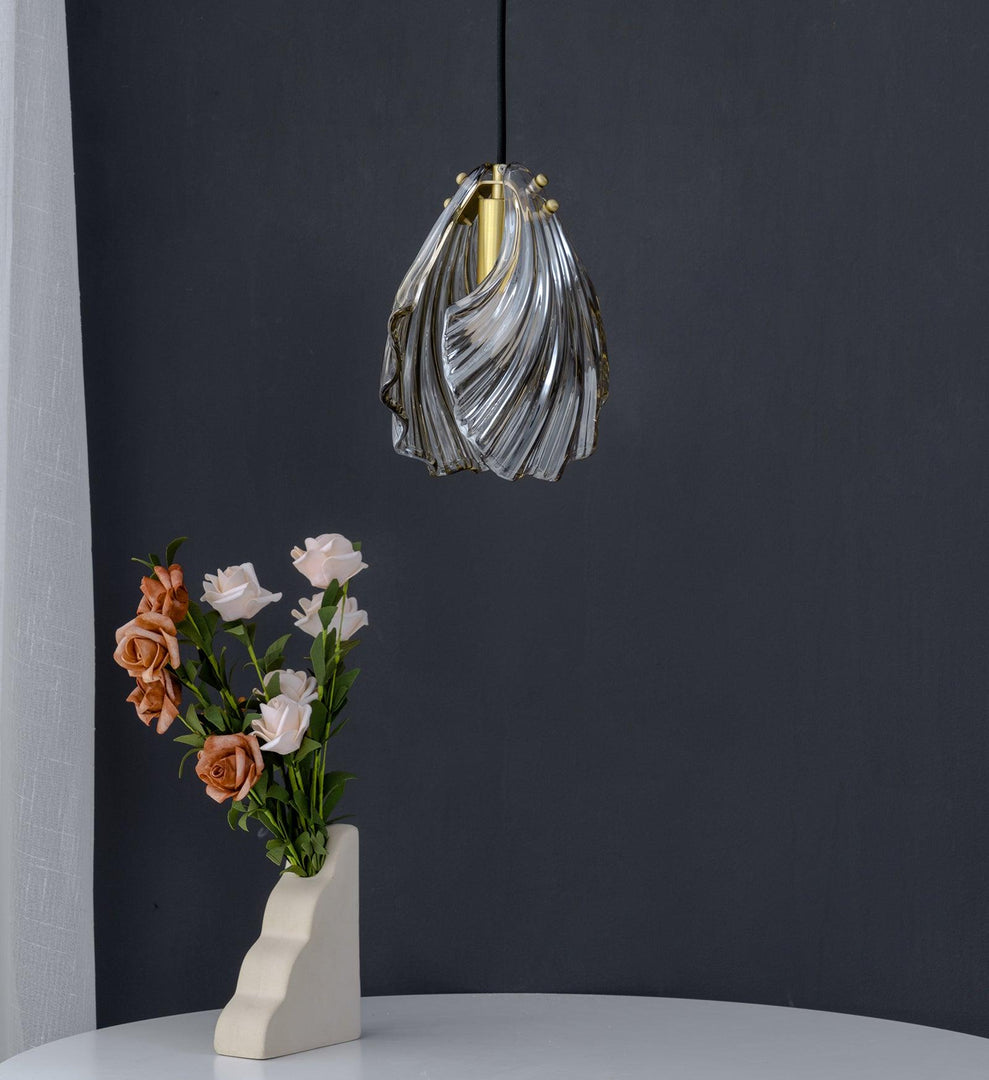 Hand-Blown Glass Brass Plug-In Swag Pendant