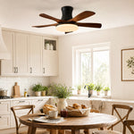 Bild in Gallery-Viewer laden, Black walnut ceiling fan light in a kitchen dining room