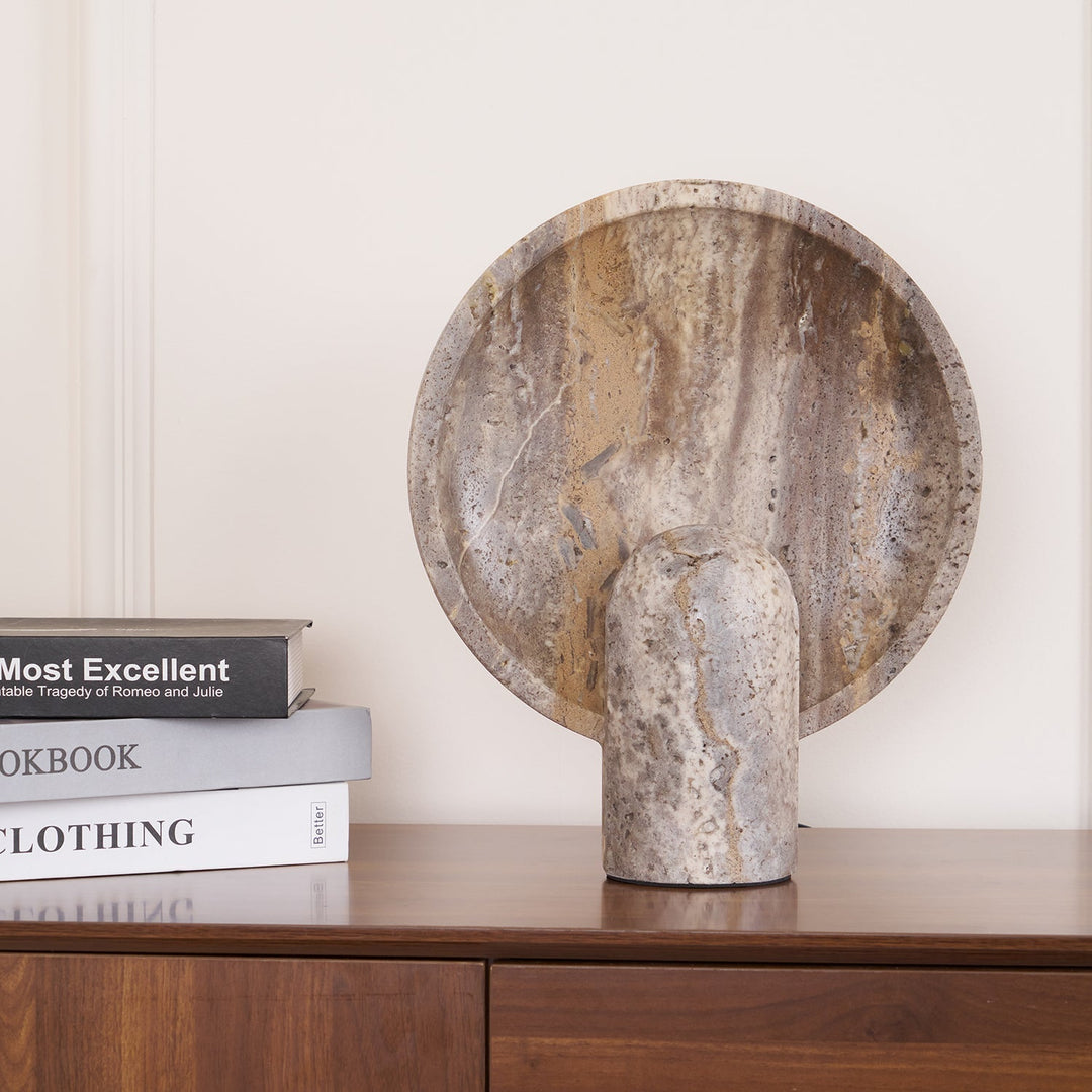 Wabi-sabi Style Eclipse Stone Travertine Table Lamp M03