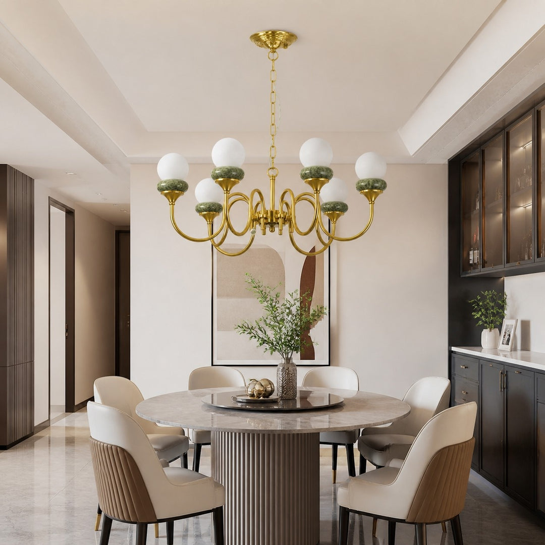 Green Jade Loop-Arm Chandelier