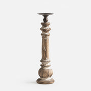 Tall turned wood candlestick