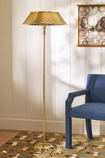 Load image into Gallery viewer, Auriglow Retro Perforated Floor Lamp - Brass Living Room Accent Light
