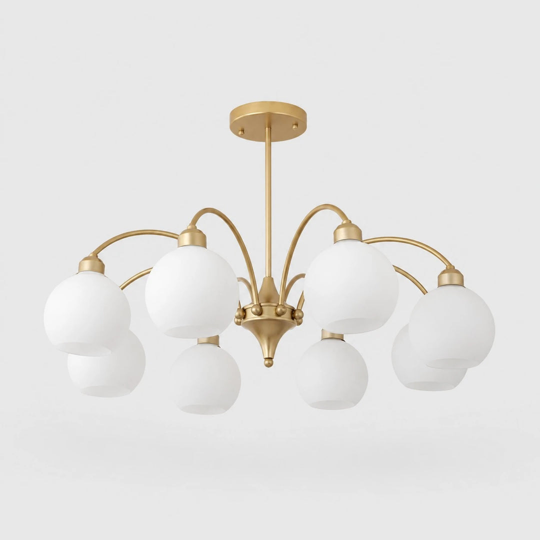 Gold 8-light glass globe chandelier