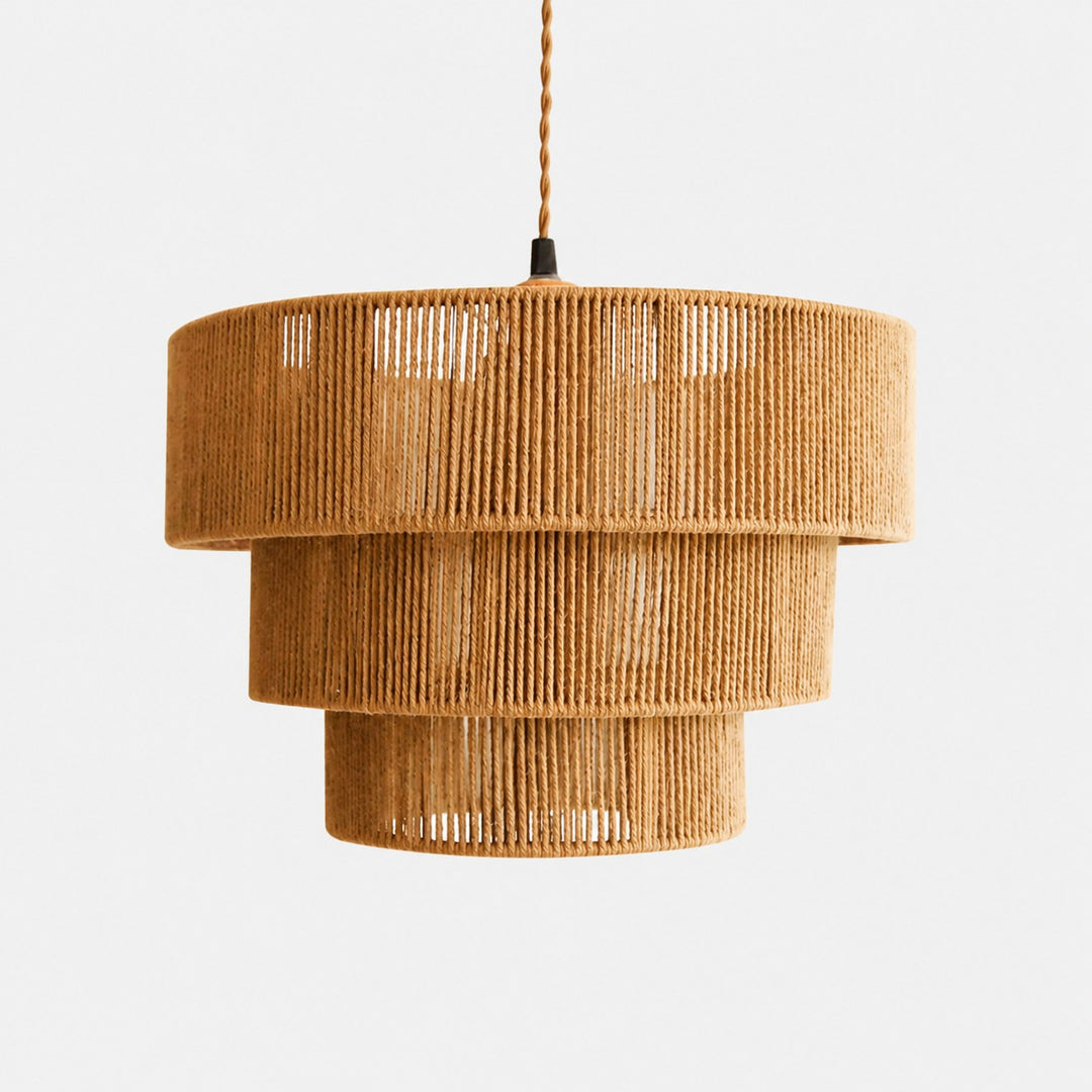 Handgewebte mehrstöckige Pendelleuchte im Wabi-Sabi-Stil