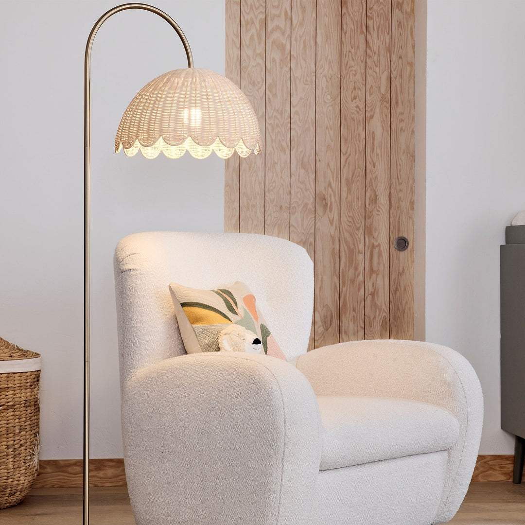 Olvara Arched Rattan Floor Lamp - Boho Chic Natural Woven Lighting