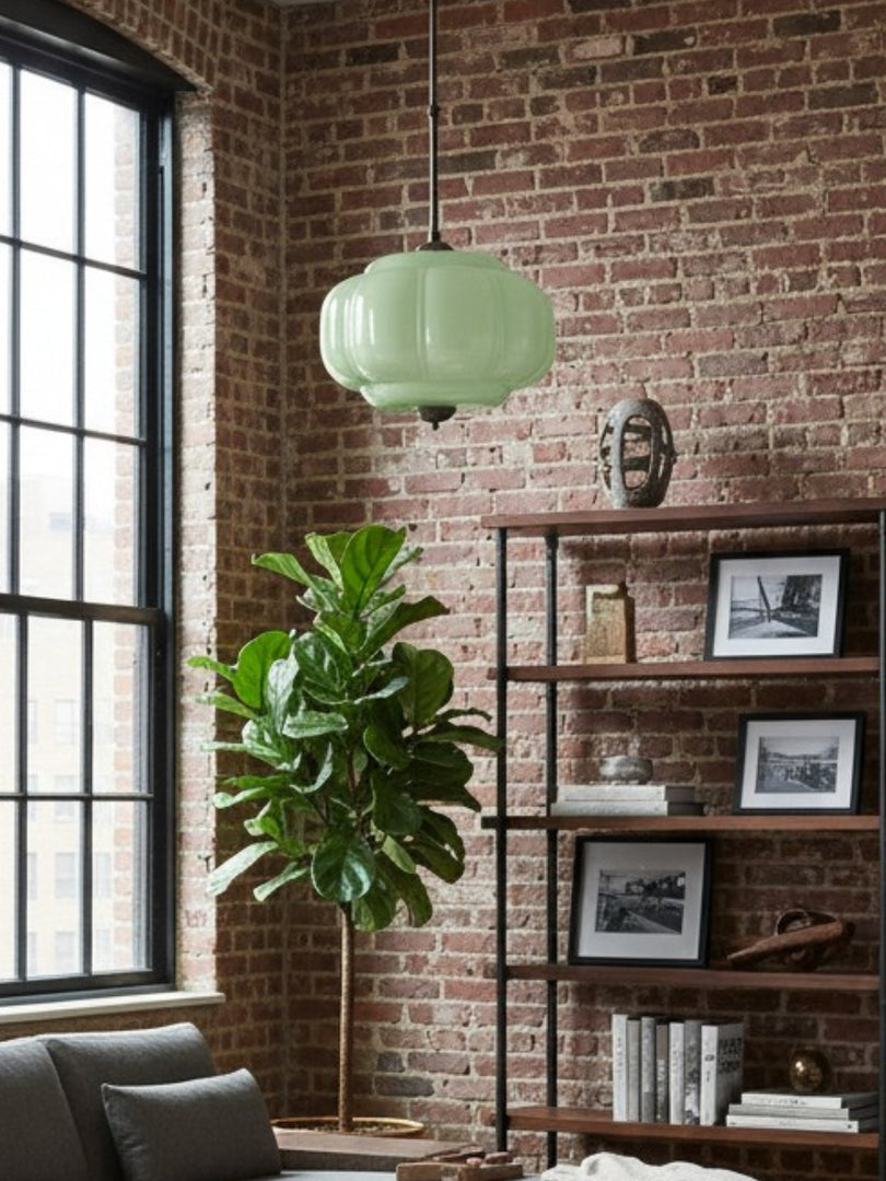Vintage Milk Glass Semi Flush Mount Eloise Pendant Light