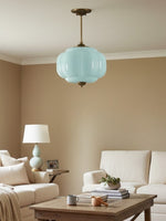 Load image into Gallery viewer, Vintage Milk Glass Semi Flush Mount Eloise Pendant Light
