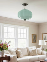Load image into Gallery viewer, Vintage Milk Glass Semi Flush Mount Eloise Pendant Light
