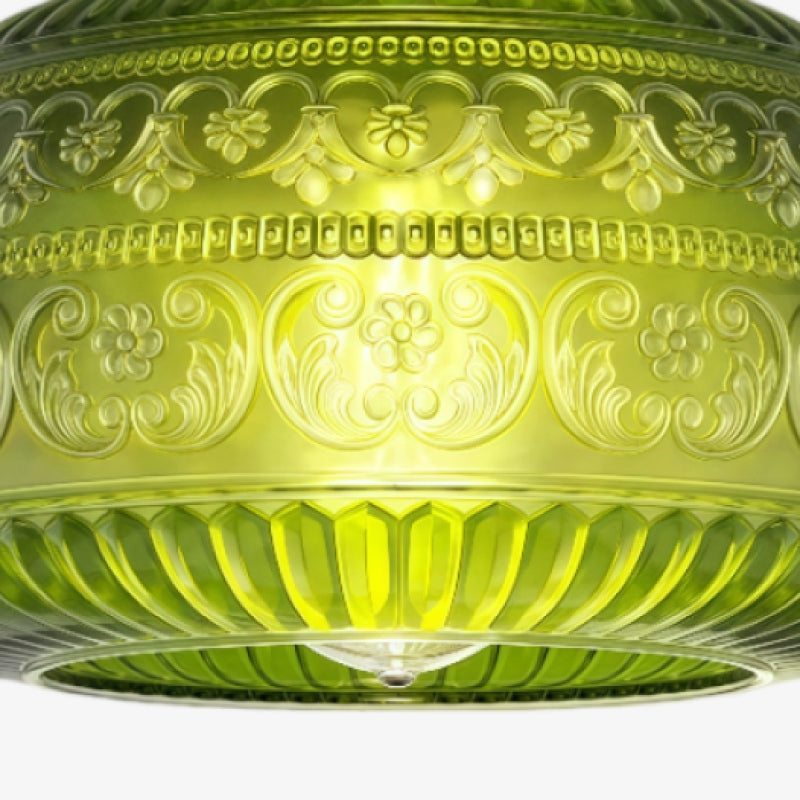 Lámpara de Techo Empotrada de Vidrio con Patrón Teñido Lurex - Diseño Grabado e Iluminación Decorativa para Interiores U21