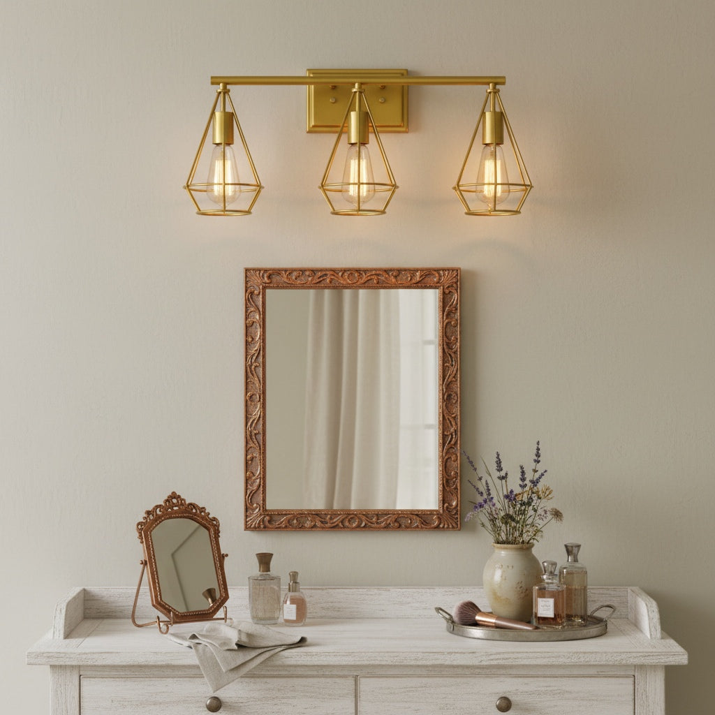 Solanivelo Retro Metal Wall Light with Diamond Hollow Shades for Kitchen Island