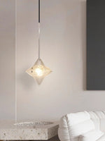 Cargar imagen en el visor de la Galería, Lámpara colgante Art Déco Star de cristal esmerilado con estilo geométrico - Astris Elara 
