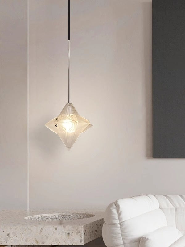 Lámpara colgante Art Déco Star de cristal esmerilado con estilo geométrico - Astris Elara 