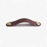 Load image into Gallery viewer, Cowhide leather and brass cabinet pull handle color and size option