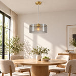 Charger l'image dans la visionneuse de galerie, Clear ribbed glass pendant over a dining table