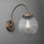 Load image into Gallery viewer, Glorica Glass Aged Brass Wall Sconce - Ribbed Glass Shade Industrial Style Lighting
