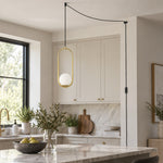 Load image into Gallery viewer, Pearl Glass Sphere Brass Plug-In Pendant