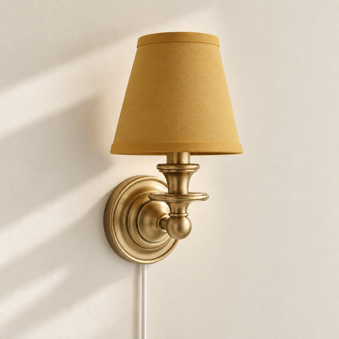 Rowan No-Wire Flat Drum Shade Wall Sconce – Plug-In Fabric Wall Light