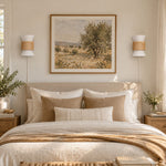 Bild in Gallery-Viewer laden, Coastal Boho Fabric and Natural Rattan Plug-In Wall Light for Bedroom and Hallway