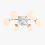 Bild in Gallery-Viewer laden, 6 Heads white and gold ceiling fan light