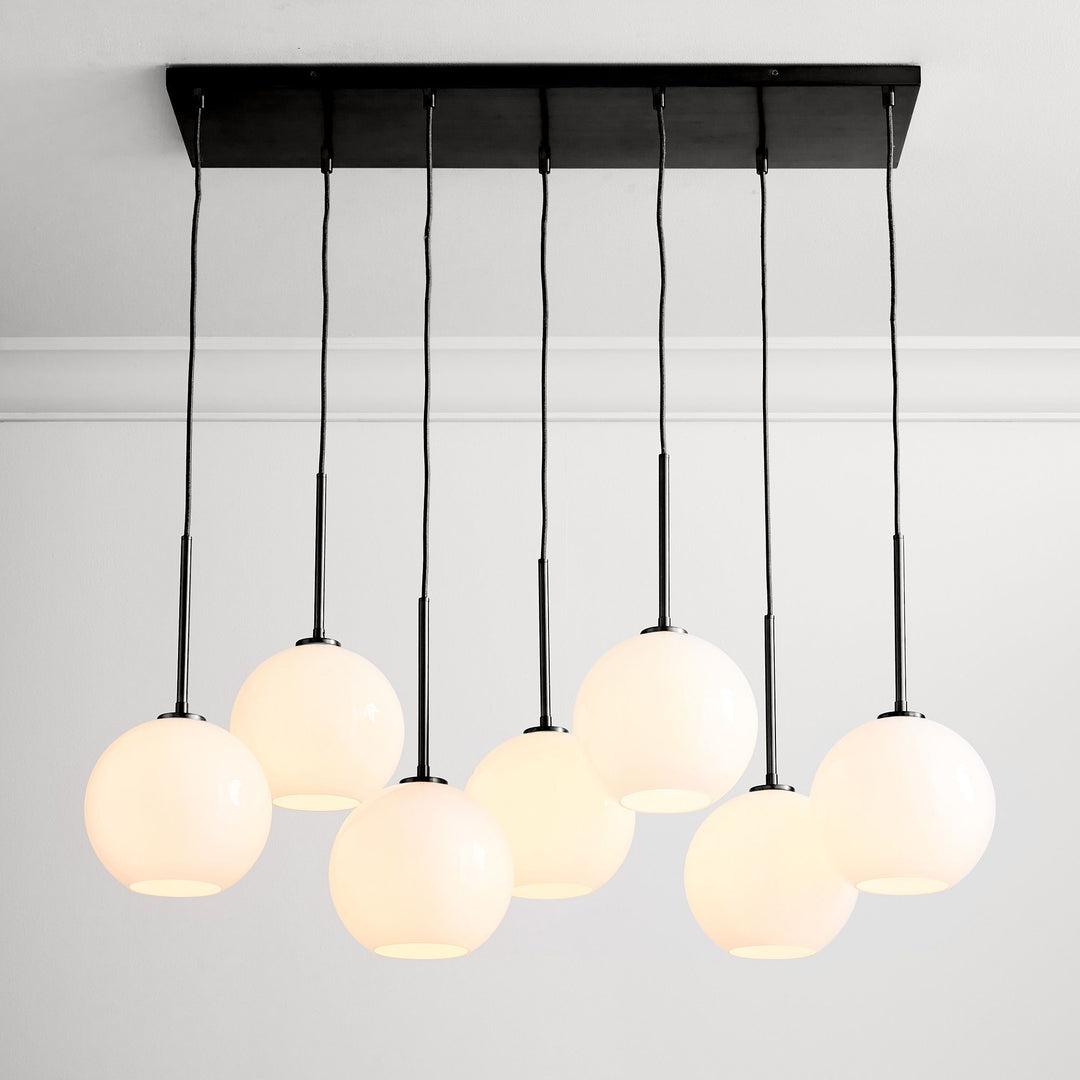 Selvion Eleganter 7-Licht Kugel Kronleuchter – Glas Pendelleuchte