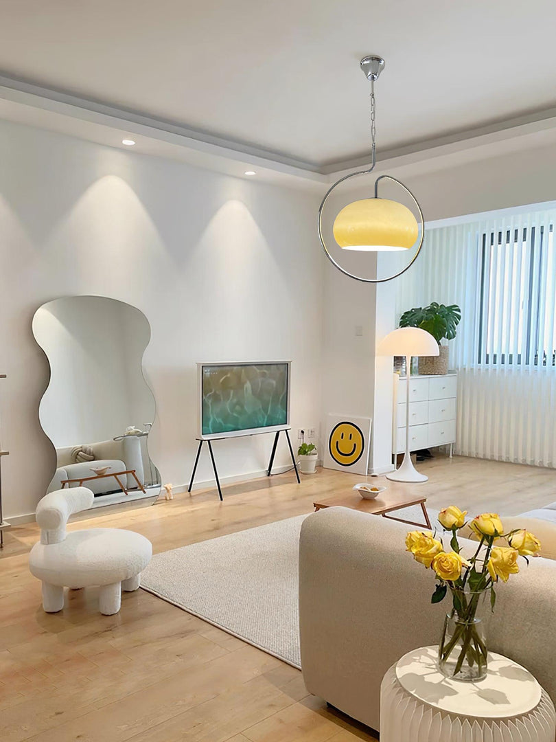 Rounded Glass Chrome Swag Pendant Light