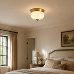 Load image into Gallery viewer, Integrated LED brass ceiling light in a neutral bedroom