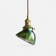 Emerald green ribbed glass mini pendant light