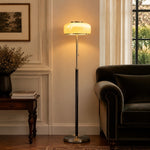 Bild in Gallery-Viewer laden, Bauhaus Glass Floor Lamp with Wood and Chrome Frame