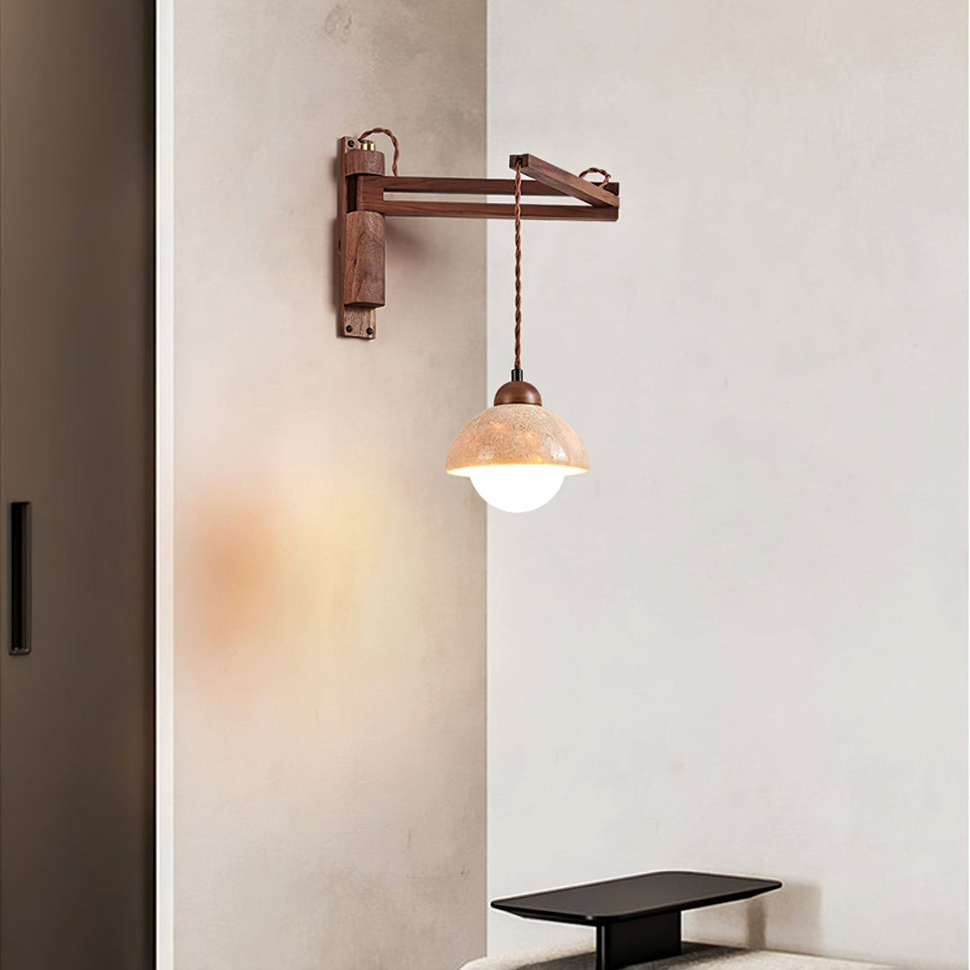 Aplique de pared ajustable con cúpula de travertino