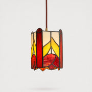 Complete rose motif stained glass pendant light