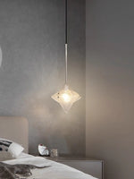 Cargar imagen en el visor de la Galería, Lámpara colgante Art Déco Star de cristal esmerilado con estilo geométrico - Astris Elara 
